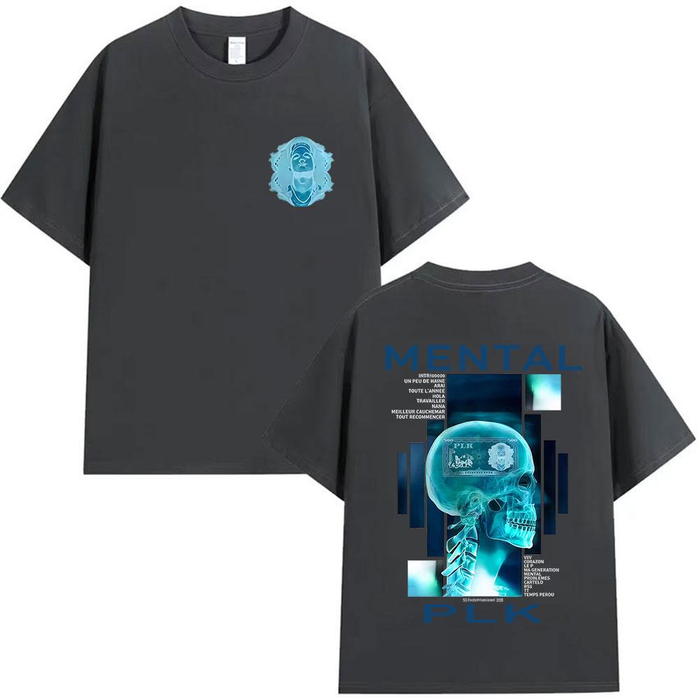 

2025 Summer Rapper MENTAL PLK Album Merch T Shirt Mens Gothic Fashion Short Sleeve Tshirt 100 Pure Cotton Printed Tshirt 4XL