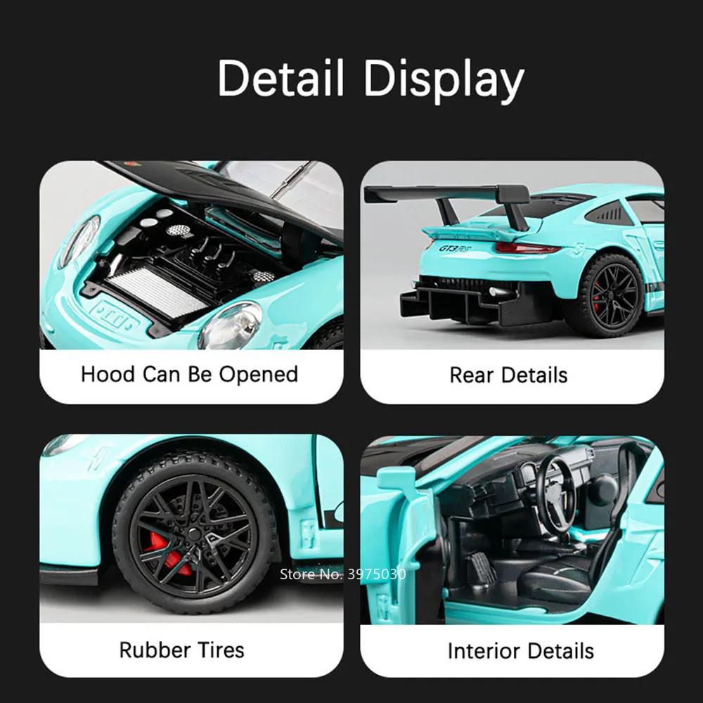1:32 Stop Diecast GT3 RS Zabawki Samochody Modele Pociągnij Wstecz 4 Drzwi Otwierane Super Samochód ze Światłem Dźwiękiem Samochód Sportowy Dziecko Dorosły Prezenty