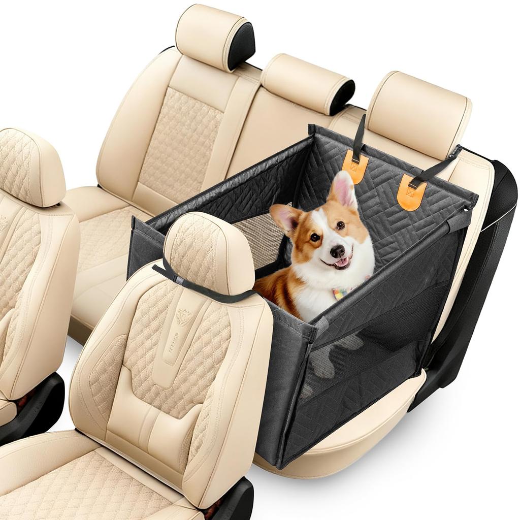 Geer Top Pet Car Seat for Dogs and Back Seat for Small and Medium Ideal for Car Outdoor and Dog Trips Cats, Dogs, Shape-Resistant, Anti-Jumping,