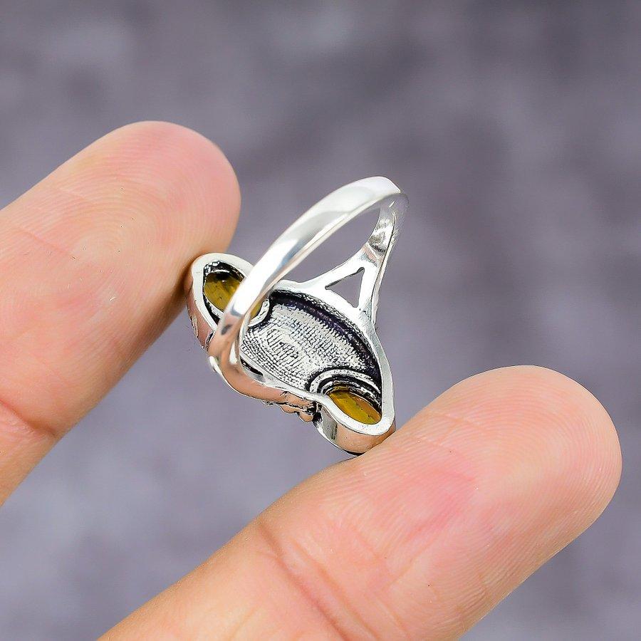 Tiger Eye Handmade 925 Sterling Silver Jewelry Ring Size 7.5 h1P93