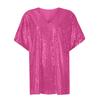 Sequin Tops V-Neck Short Sleeve Women's Tops Loose Shiny Tops For Women Dress Up Tops For Party