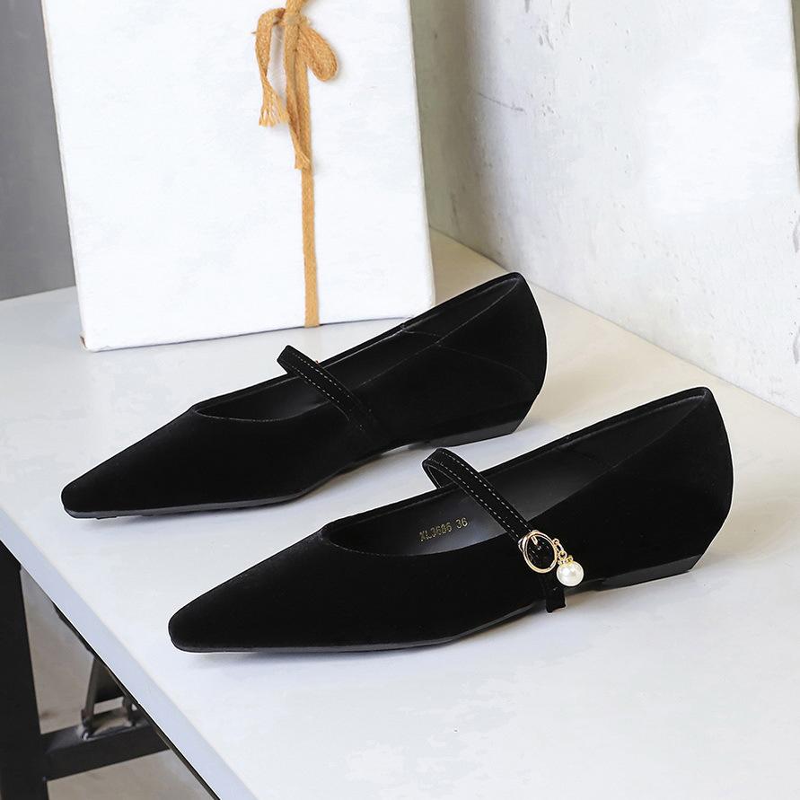2026 Spring Mary Jane Shoes Women Flats Pointed Toe Soft Comfortable Elegant Ladies Single Office Shoes Fashion Black Red