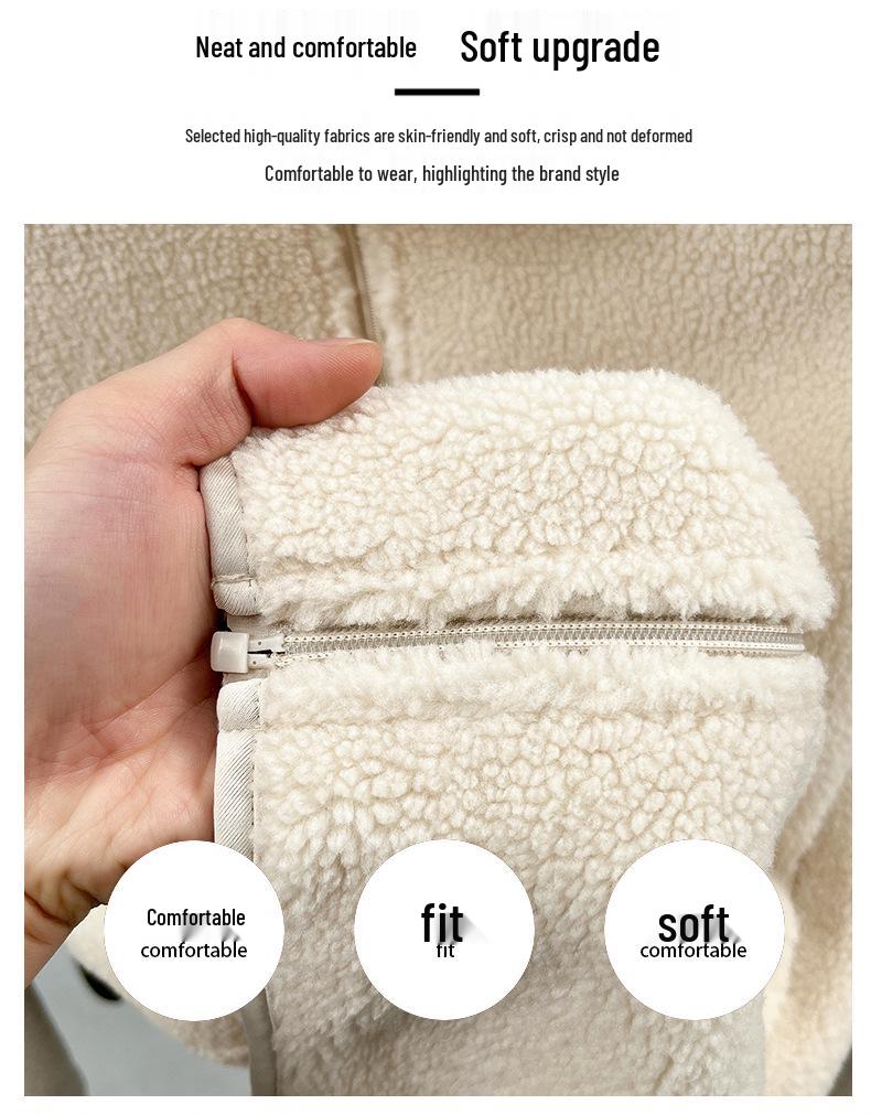 2025 Japanese Style Fleece Stand Collar Jacket - Thick, Warm, Casual Autumn/Winter Wear