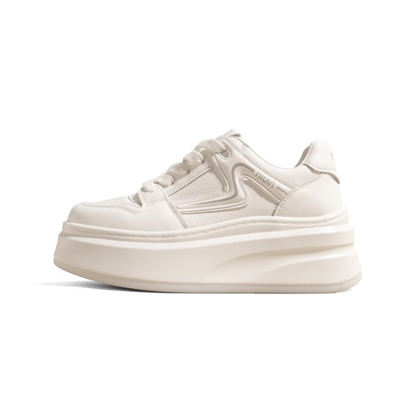 

Маленькие белые туфли женские новые летне-осенние на толстой подошве, маффины, маленькие модные повседневные спортивные кеды для женщин 40 белый