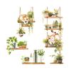 1pcs Painted Cat Green Plant Pot Home Background Wall Decoration Wall Stickers Self-Adhesive