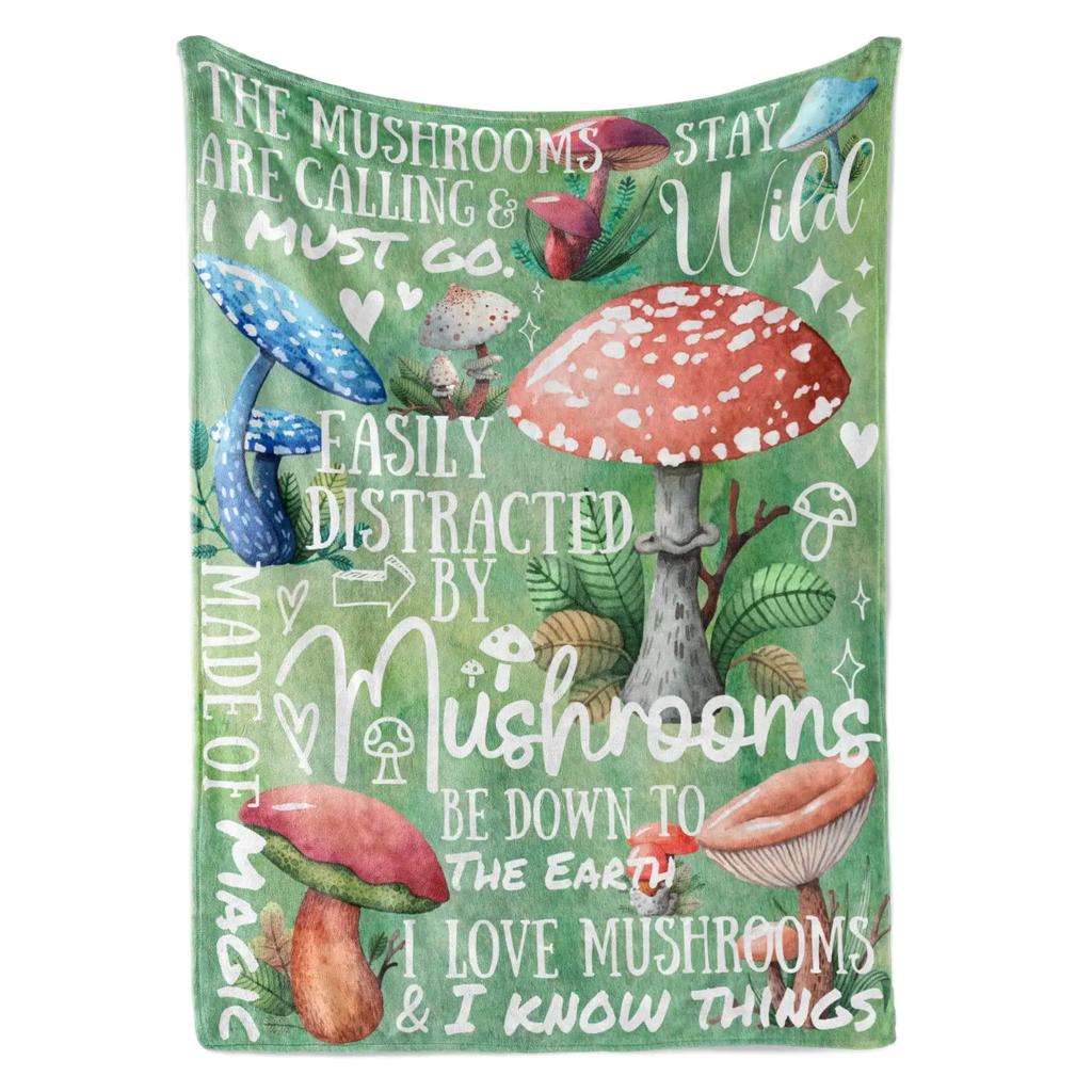 Deka s houbami Mushroomology Flísové přehozy pro všechna roční období Botanická věda Plyšová měkká deka na postel či pohovku Velikost Queen