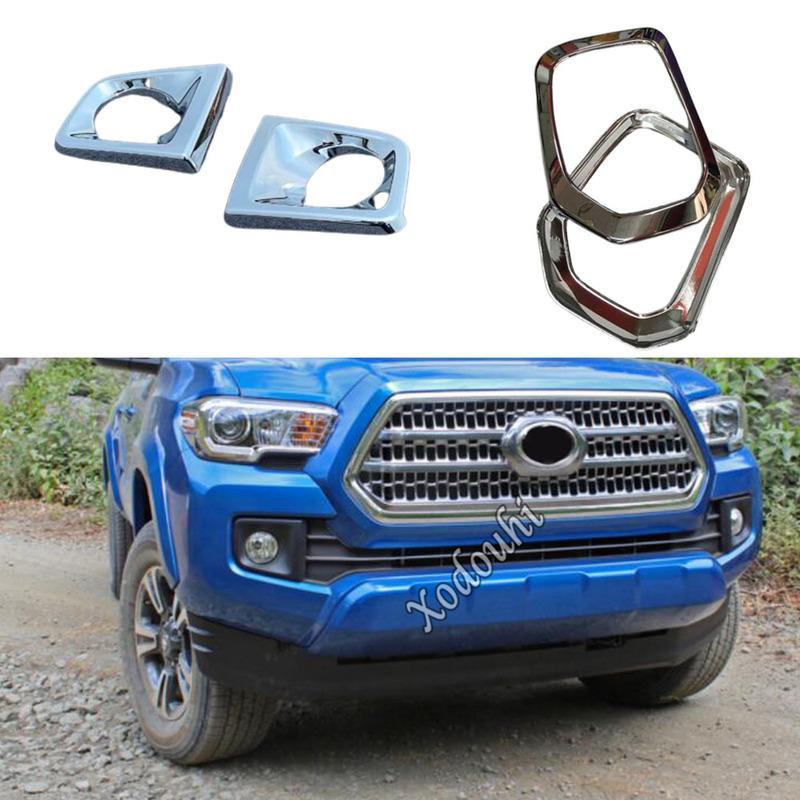 Cover Trim Front Head Fog Light Eyebrow Lamp Frame Sticker 2PCs For Toyota Tacoma 2015 2016 2017 2018