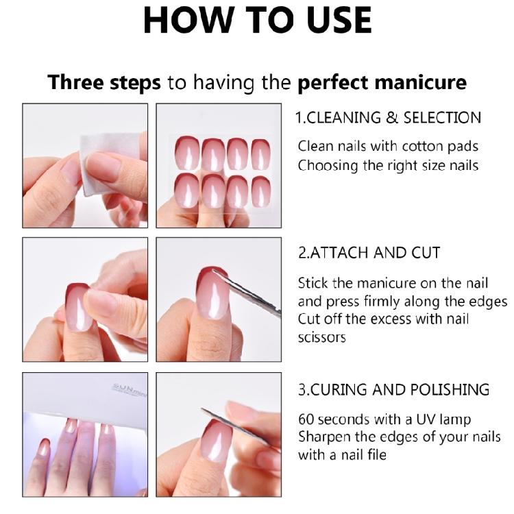 French Style Nails Art Stickers Nails Polish Wraps Semi Cured Gel Nail Strips