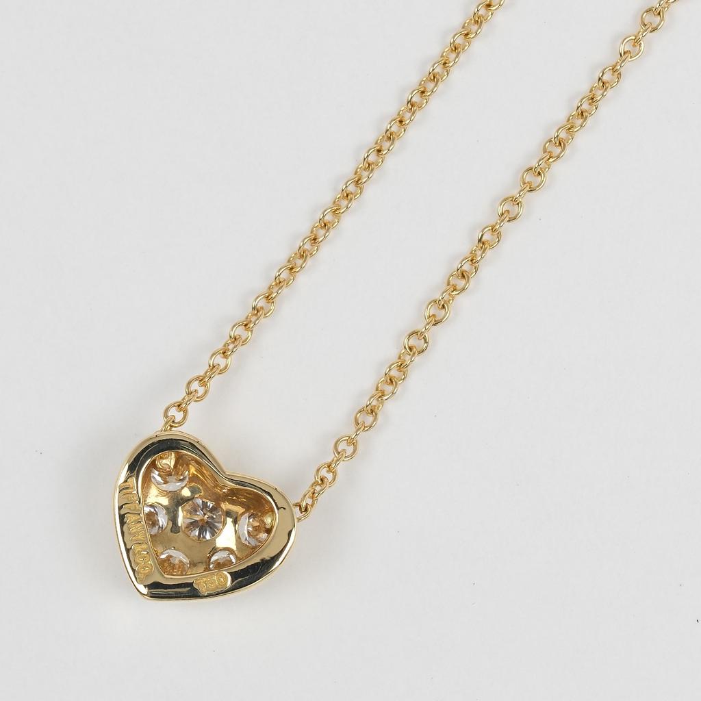 TIFFANY&Co. Pave heart Necklace K18 yellow gold 2.6g Women Used