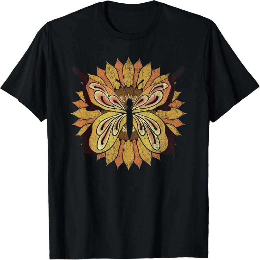 

Sunshine Butterfly Yellow Flower Blossom Vintage Sunflower Men Women Kids T-Shirt XXXXXL чорний