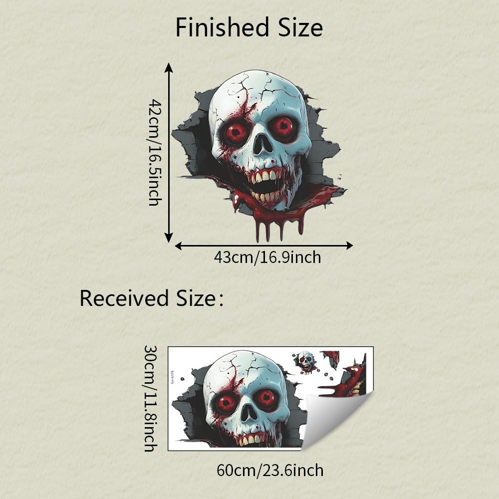 

Оптовые самоклеящиеся декоративные наклейки на Хэллоуин, ужас, череп, для создания домашней атмосферы