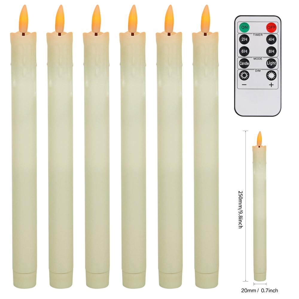 LED Tapered Candles with Remote & Timer Battery Operated Taper Light Candlesticks Window Candles for Wedding Christmas Halloween