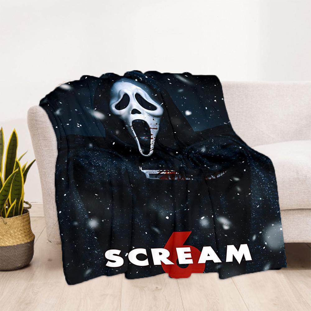 1 Stück ScreamHorror Outdoor-Decke, leichte Flanelldecke, weich & warm, Ganzjahresnutzung für Sofa, Außenbereich, Camping, Wohnzimmer, Büro, Stuhl