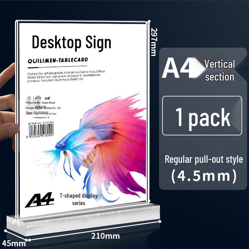 

Acrylic A4 Double-Sided Table Display Stand for Menus and Price Tags