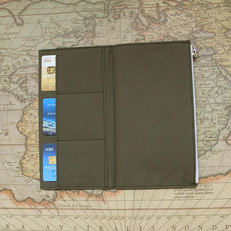 Fromthenon Borsa Portaoggetti per Taccuino Retro Tela Verde Oliva Porta Carte Cancelleria Vintage per Accessorio Taccuino da Viaggio Midori Qualità