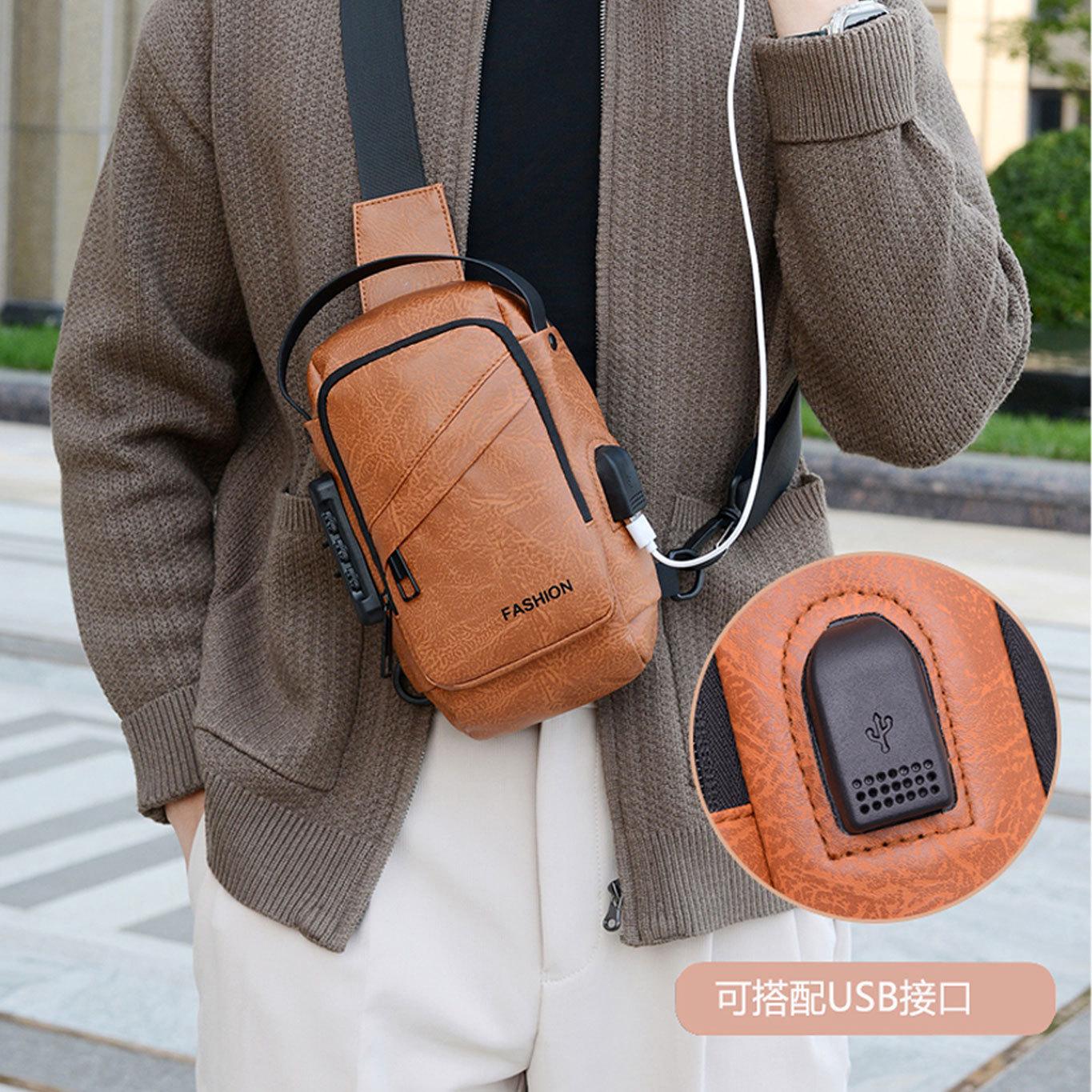 

Брызгозащитная нагрудная сумка Сумка через плечо Мужская спортивная наплечная сумка Нагрудный рюкзак через плечо one size fits all светло-коричневого