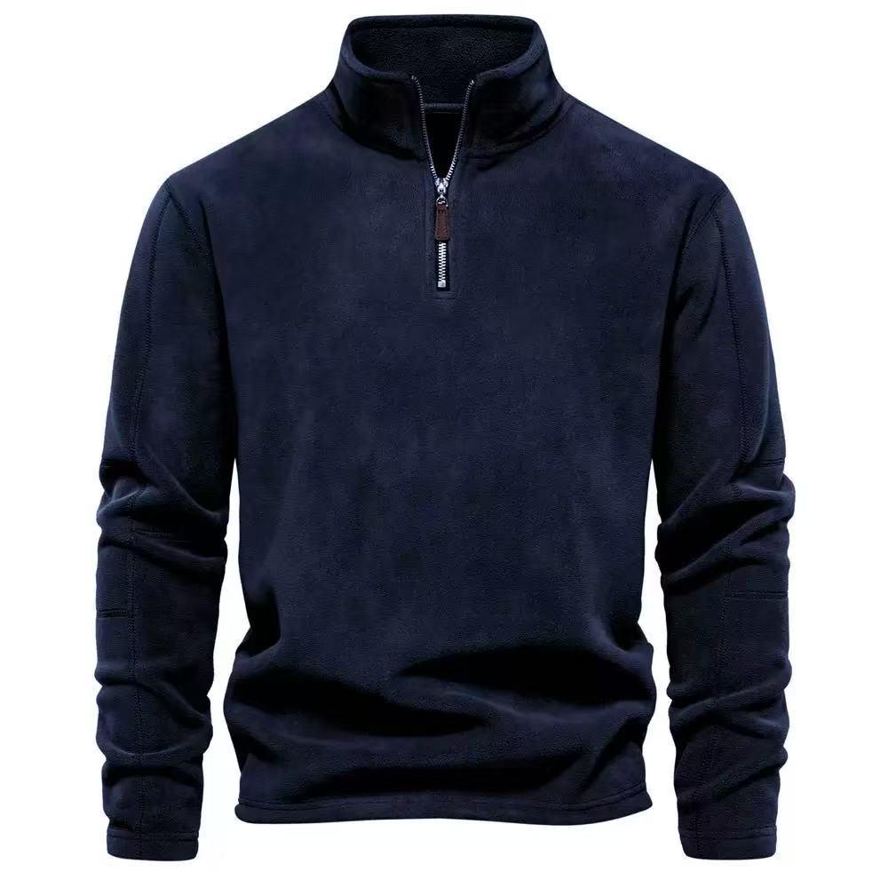 Men's Lambswool Fleece Jacket with Thickened Velvet Hoodie for Autumn and Winter.