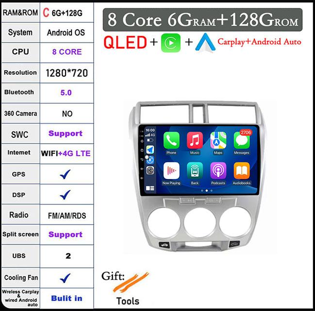 9 Lnch For Honda City 2008 -2013 Car Radio Multimedia Video Player Navigation GPS Head Unit BT