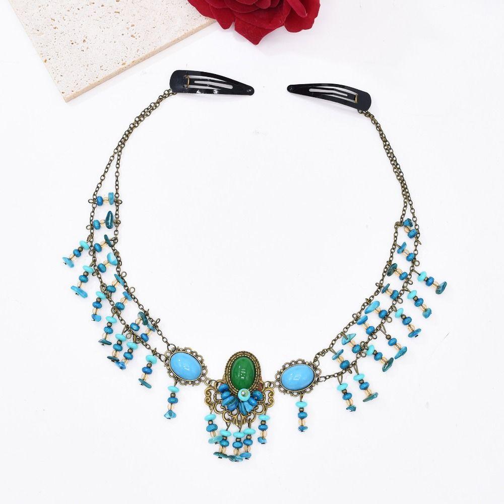 Forehead Chain Bohemia Beads Headband Vintage Headbands Beaded Tassel Women Head Chain Dai Style Gypsy Tribal Hanfu Headwear