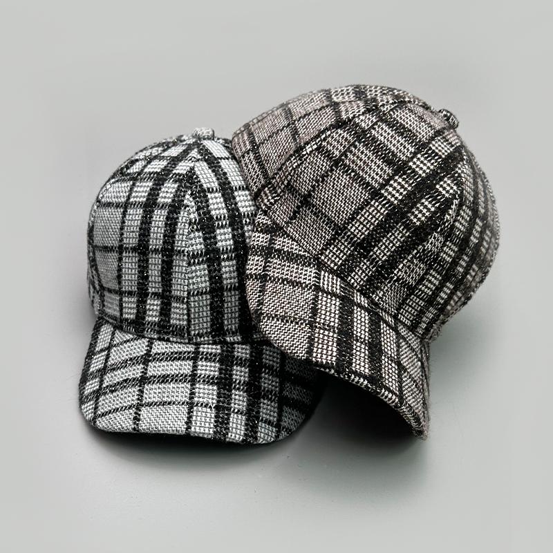 Versatile Color Block Star Baseball Caps Autumn And Winter New Men Womencotton Fashion Casual British Style Check Warm Colorful