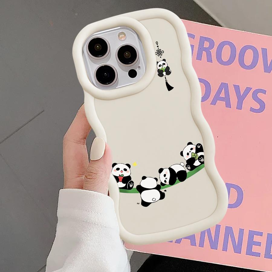 Case for iPhone XR 12 13 16 Pro Max 11 17 Air 15 Plus 14 8 Soft Phone Cover Cartoon Cute Panda