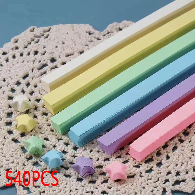 

540 ШТ 1 см x 24 см Паперові смужки для щасливих зірок Орігамі Дитячі DIY Рукоділля Зроби Декор для дому Подарунок на День народження Весілля Складні вироби