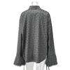 Women Sweet Loose Polka Dot Lace Cuff Turn Down Collar Long Sleeve Blouse