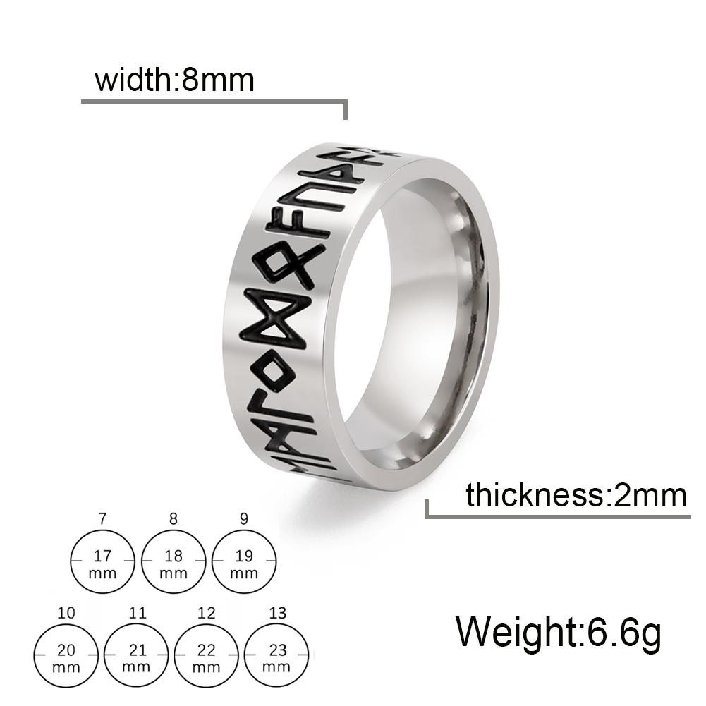 

Stainless Steel Odin Norse Viking Runes Rings Silver Color Vintage Amulet Counple Finger Ring for Women Men Jewelry 8