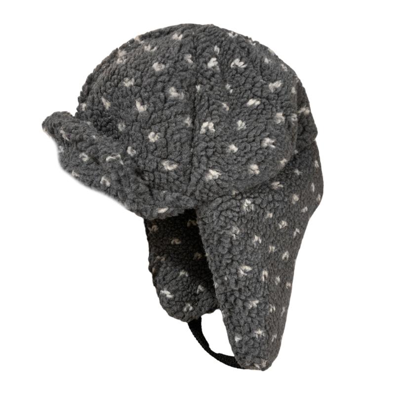 

Polyester Fleece Lined Dot Ear Protections Hat for Winter Outdoor Activities Like Skiing Hiking and Commuting серый