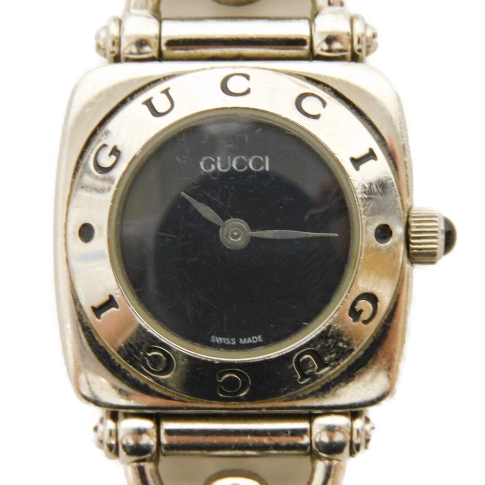 Used 9539 Horsebit 6400L 7975 Silver Black Dial Quartz Square Women's Watch from Japan AUTHENTIC