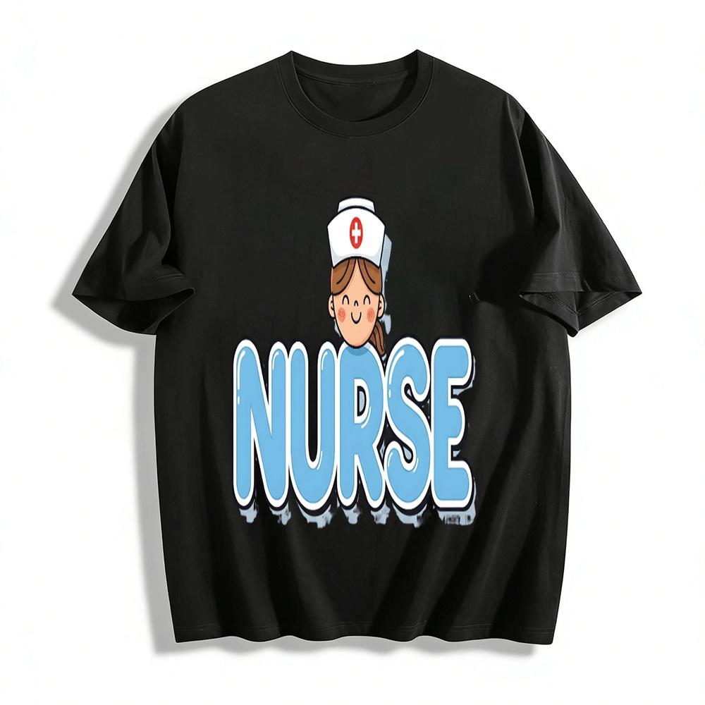 

Cute Nurse Themed Graphic Casual Daily T-Shirt For Men And Women Pure cotton T-shirt XXS