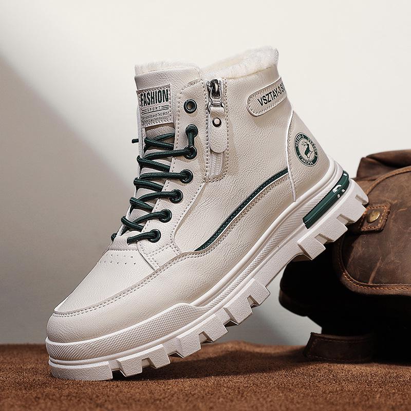 

Мужские зимние флисовые ботинки на высокой подошве в корейском стиле - Легкие, Утепленные, Универсальная уличная обувь для снега 43 бежевый
