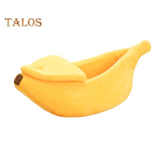 

Кровать для домашних животных в форме банана, полузакрытый спальный мешок для домашних животных, зимний теплый домик для кошек, утолщенная подушка, домик-убежище для домашних животных для маленьких собак, кошек, кроликов S жёлтый