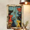 Metal Tin Sign Vintage Cat Peeking Wall Decor Rustic Country Farmhouse Bar