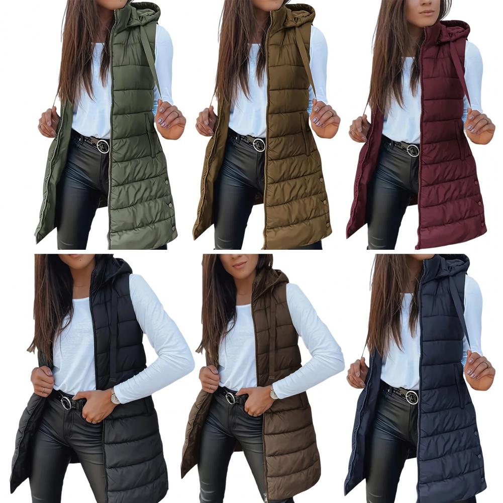 Women Down Vest Women's Puffer Vest Casual Zip Up Quilted Padded Vest Hooded Sleeveless Jacket Winter Warm Outerwear