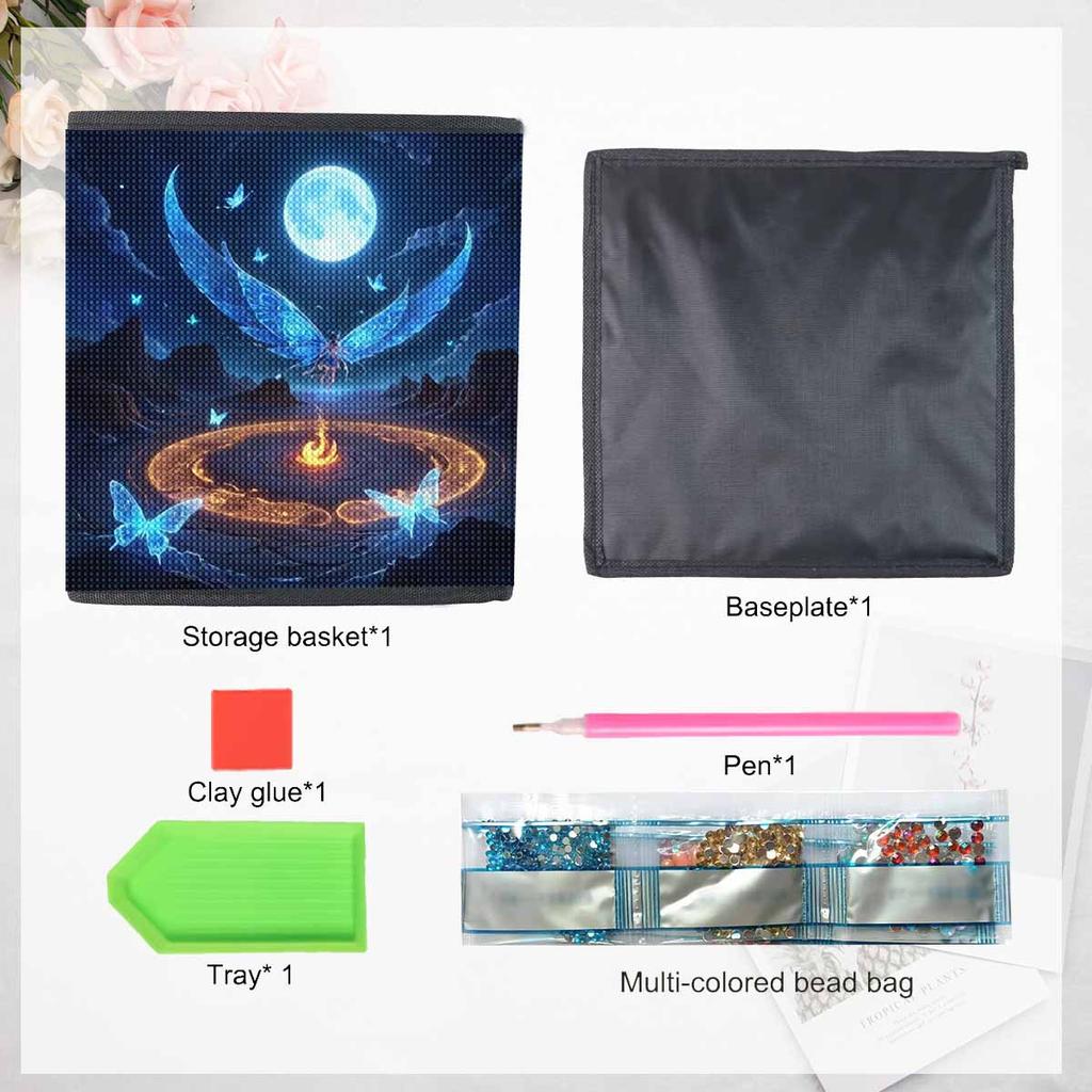 Wunderschöne Prinzessin 5D Diamantmalerei Aufbewahrungskorb Vollrunde Bohrmosaik Diamantstickerei Kreuzstich-Sets Heimdekor Heimdekor