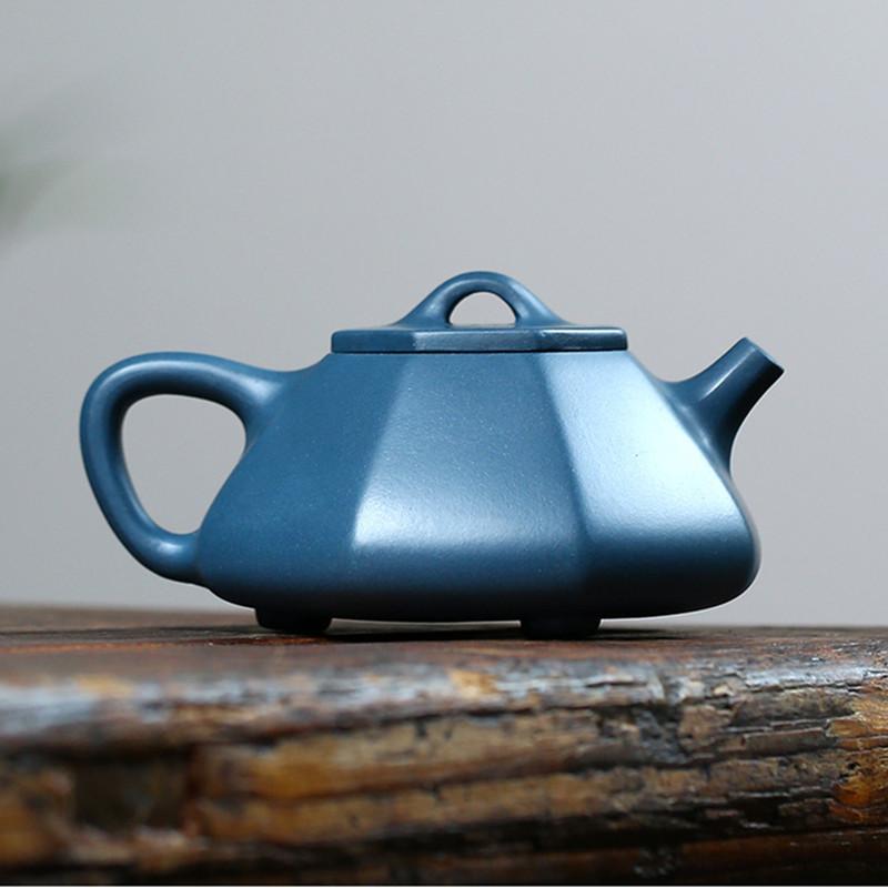 190ml Boutique Yixing Purple Clay Teapots Raw Ore Azure Mud Stone Scoop Tea Pot Home Filter Octagon Kettle Customized Tea Set