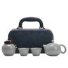 Ru Kiln Travel Tea Set One Pot Two Cups Portable Travel Bag Japanese Express Cup Business Souvenir Light Luxury
