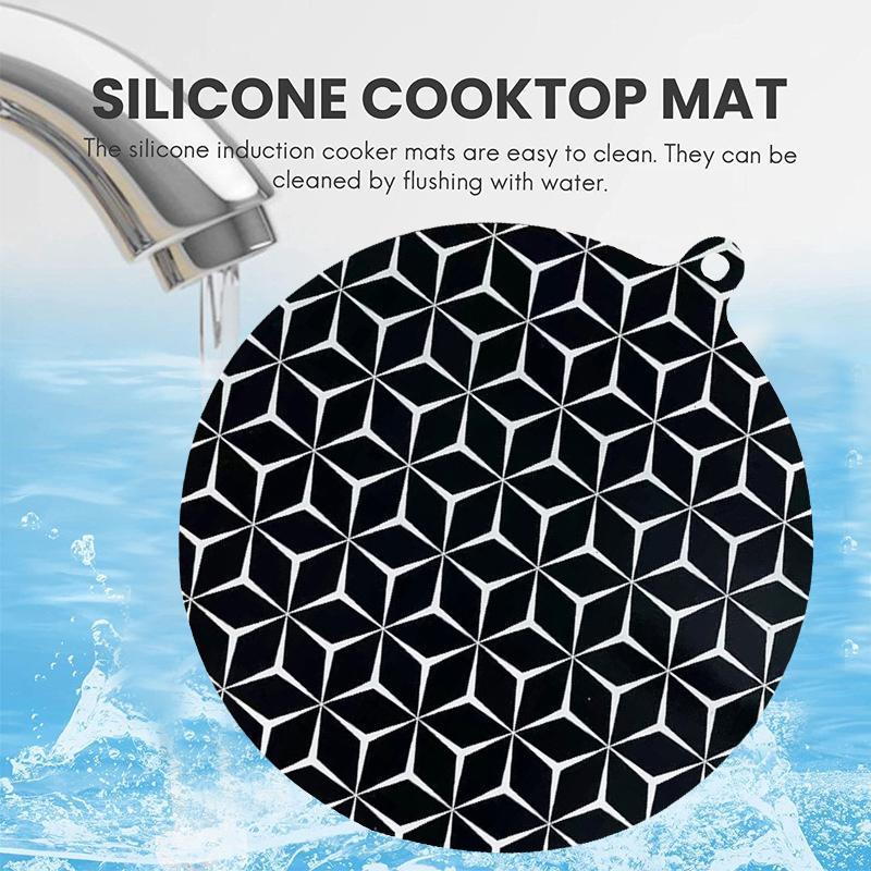 Induction Cooktop Protector Mat Non Slip Silicone Mat Heat Resistant Cooktop Protector Tight Fit Cuttable Protector Mat For