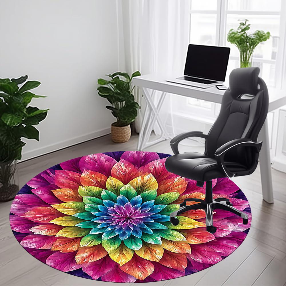 1pc Floral Mandala Office Round Area Rug, Indoor Mat Suitable ForOffice, Under Office Chairs Bedroom Living Room Home Decor, Room Decot087