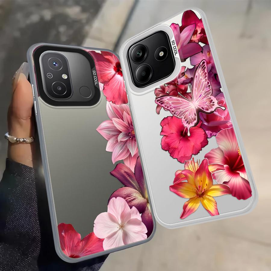 Back Phone Cover Case for Xiaomi Redmi 9T 10C A1 A2 Plus 14C K60 9C 12C 13C Note 9 10 A5 Cartoon Flower Art