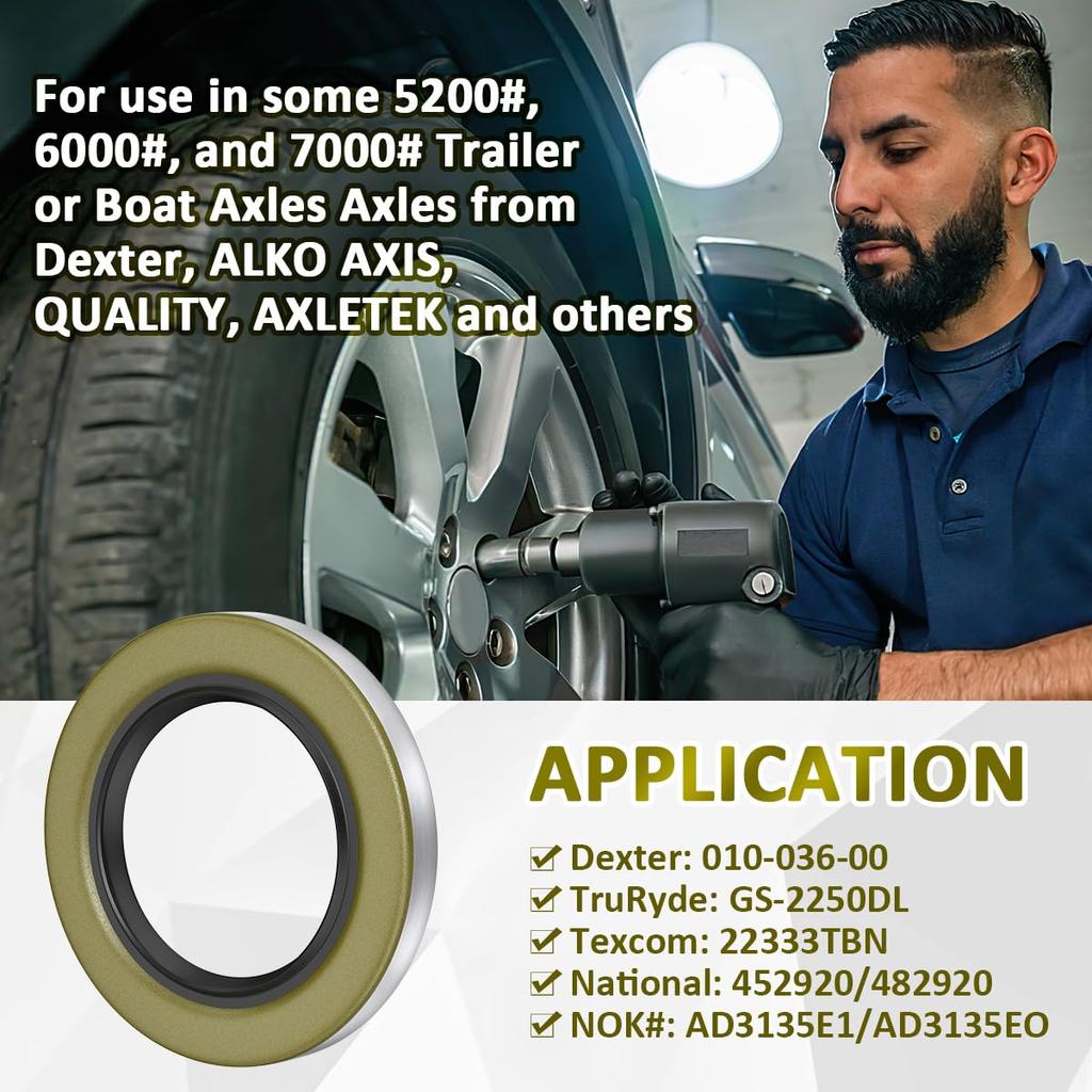 22333TB Double Lip Seals 2.250'', 3.371'' For 5200-7000Lb Trailer Axles D42 Spindle (Qty 4) Replaces Dexter 10-36 Transcom 22333TB National