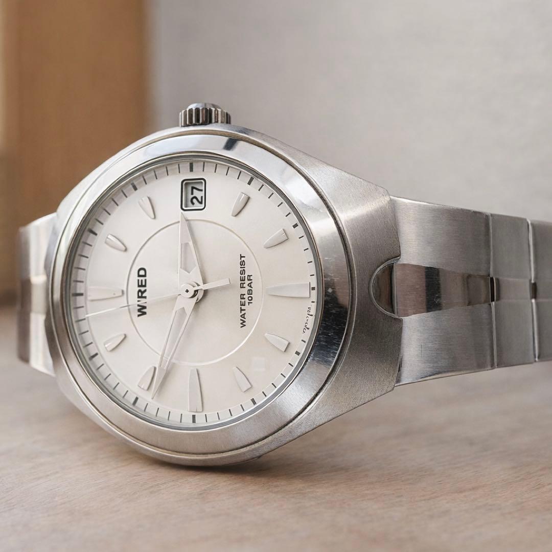 Редкий Seiko SEIKO WIRED Серебристый циферблат Солнечная дата Работа