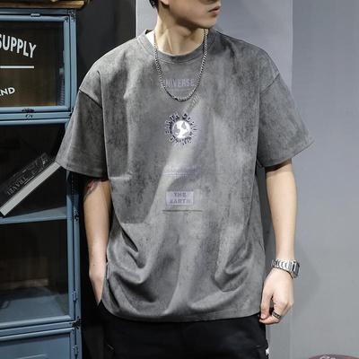 Men's Trendy Loose Fit Suede T-Shirt - Short-Sleeved Summer Style