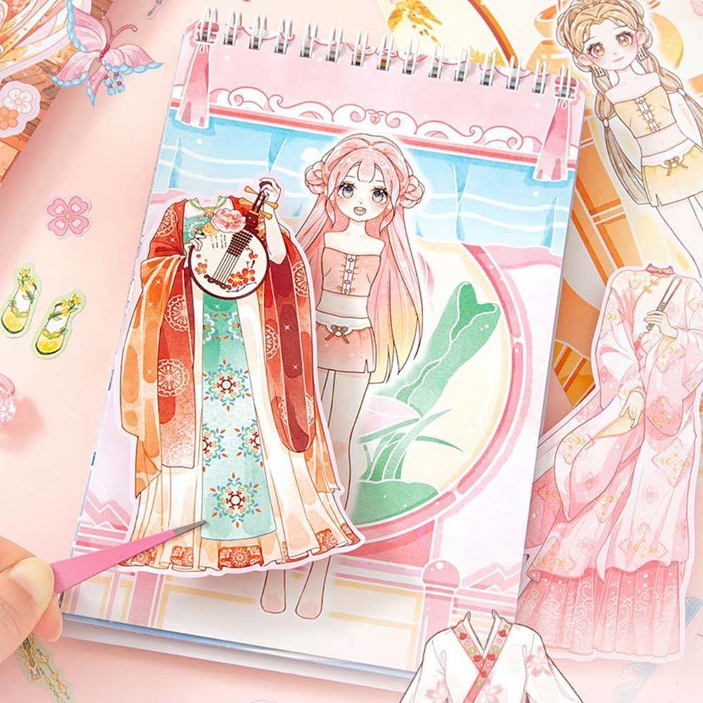 Chinese Style Girl Dress-up Sticker DIY Little Girl Stickers Toy Gifts Cartoon Sticker Book