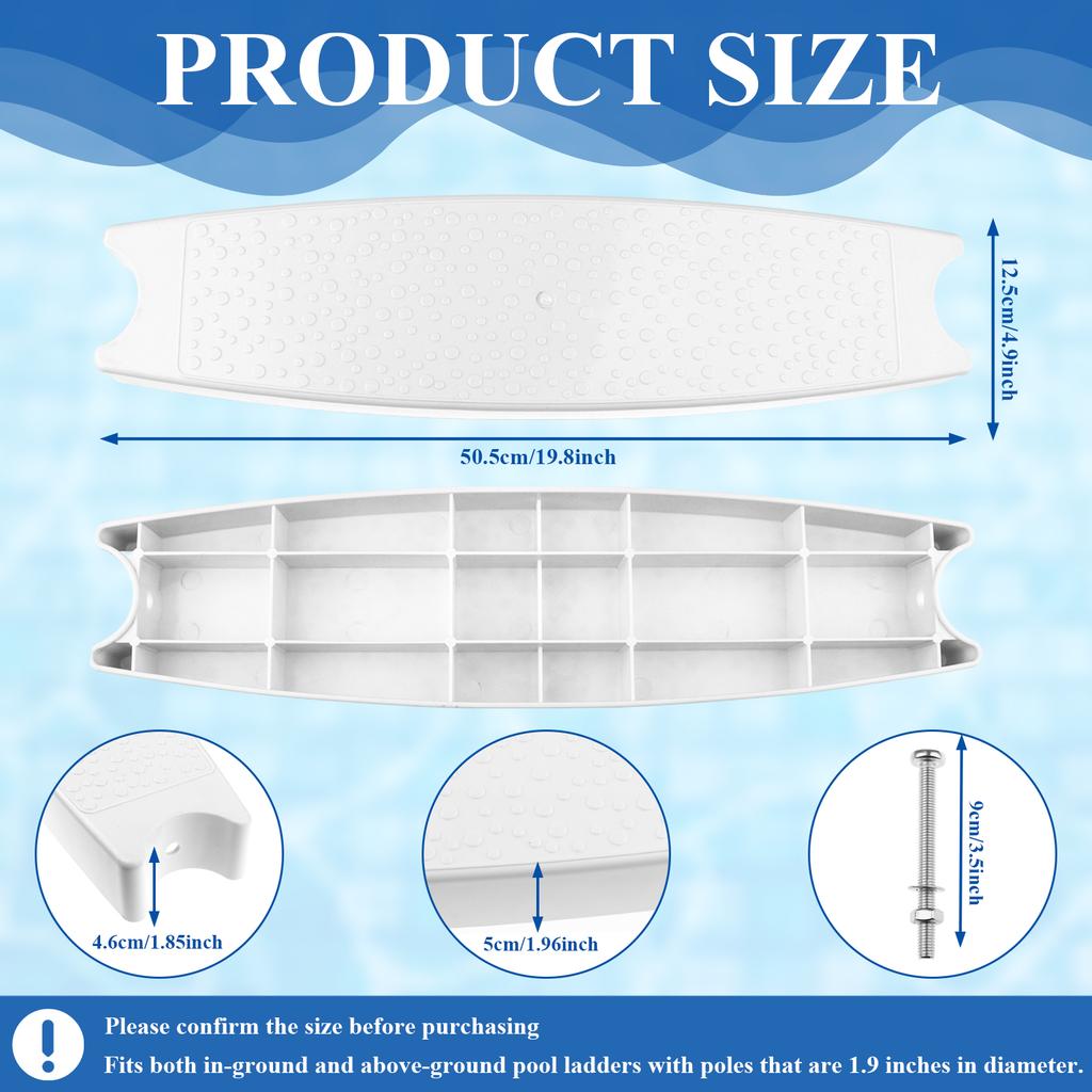 3Set Universal Swimming Pool Ladder Steps Replacement,19.6" Heavy-Duty Molded Plastic Pool Ladder Rung Step With Stainless Steel