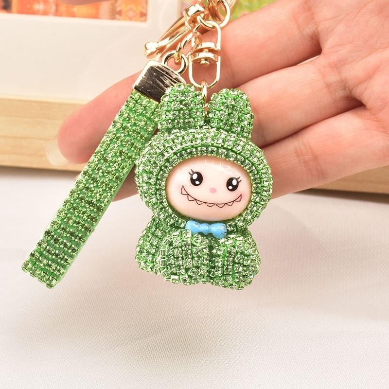 Internet Celebrity Labubu Keychain Creative Diamond Studded Labubu Doll Car Key Accessories Exquisite Women's Bag Pendant