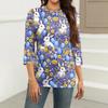 Women's Tops Three-quarter Sleeve Shirt Round-neck Loose Casual Shirt Print T-shirt