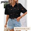 JPNTKY Damenmode Lässig Kurzarm POLO-Kragen Blusen & Hemden
