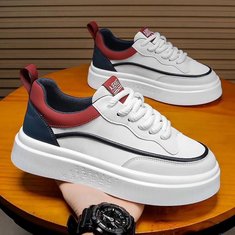 Men's Shoes 2026 Spring Summer Breathable Casual Shoes Men's Lace Up Wear-resistant White Platform Sneakers Vulcanize Shoes